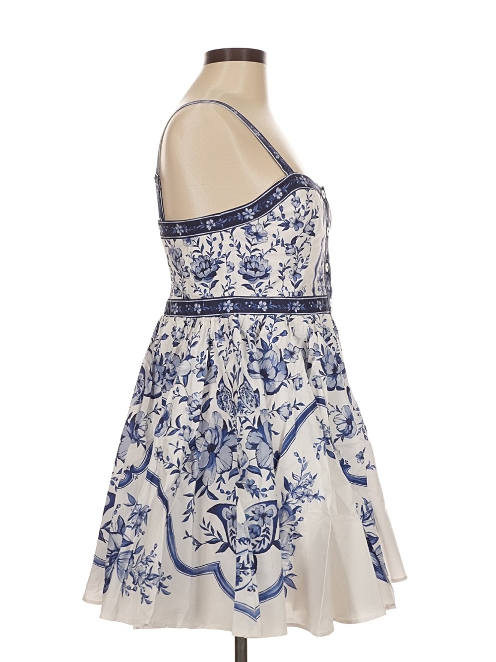 FARM Rio Blue and White Floral Button-Front Mini Dress - Picture 2 of 4